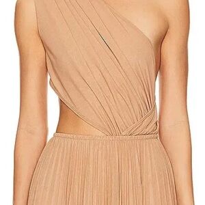 Ronny Kobo Top - Worn once- Elegant One-Shoulder Tan Dress